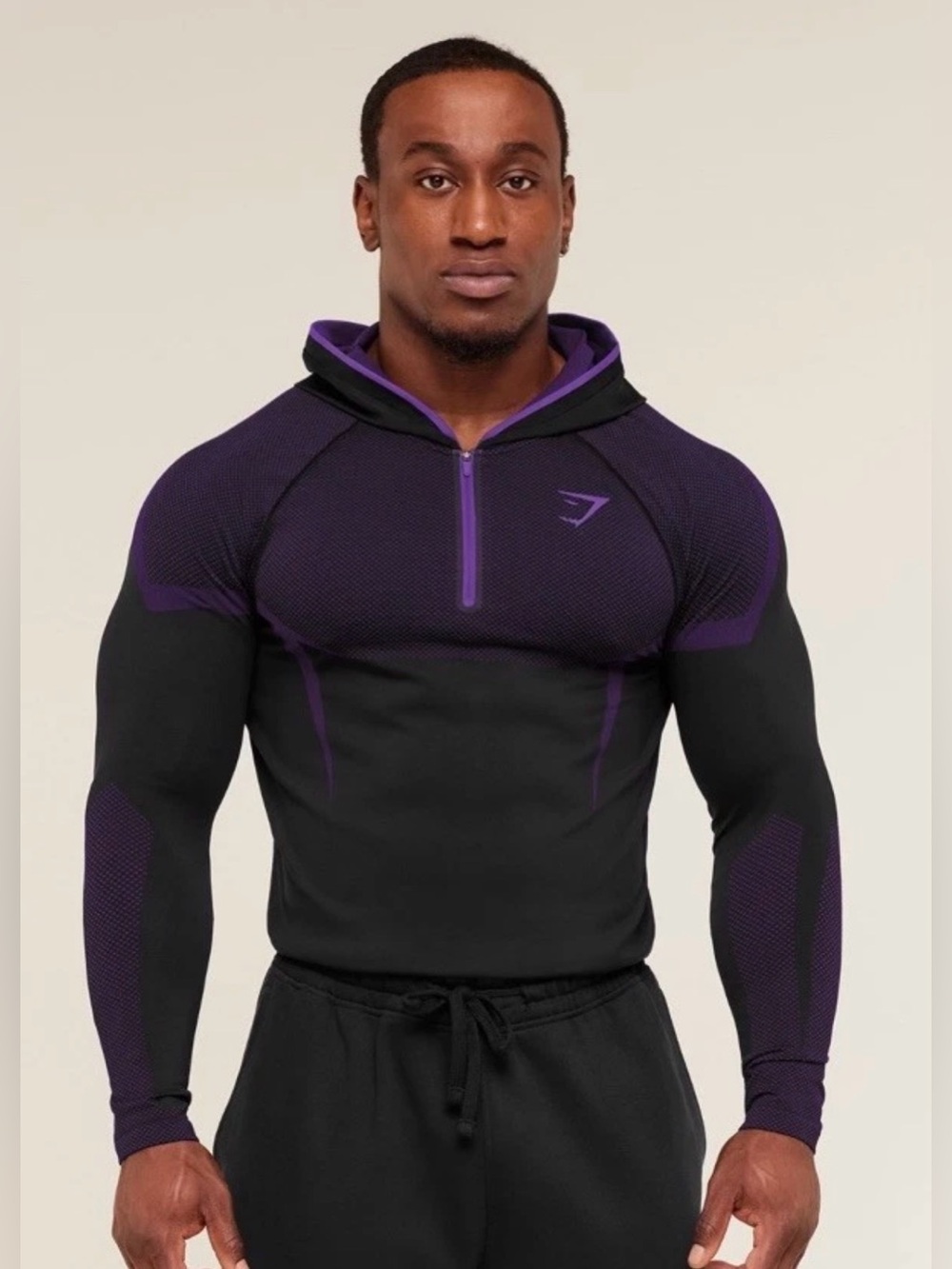 Gymshark Onyx V5 Hoodie Onyx Grey (Black/Purple) Small- Brand New